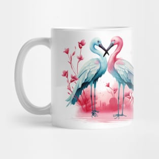 Valentine Kissing Spoonbill Bird Couple Mug